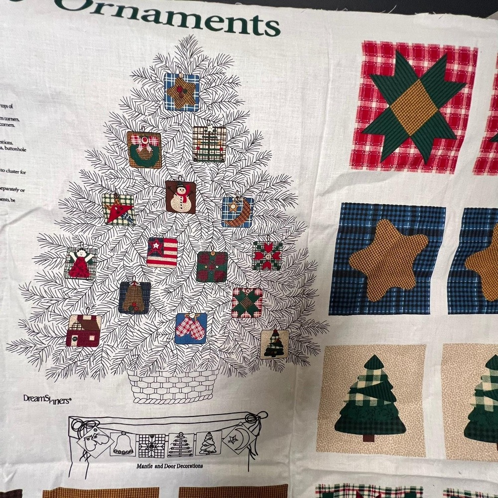 Vintage Christmas Fabric Panel Yuletide Ornaments Quilt Blocks Craft - Picture 4 of 12